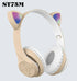 Kufje Flash Light Cute Cat Ears Wireless Headphone with Mic Can control LED Kid Girl Stereo Music Phone Headset Gift Khaki
