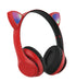Kufje Flash Light Cute Cat Ears Wireless Headphone with Mic Can control LED Kid Girl Stereo Music Phone Headset Gift Red